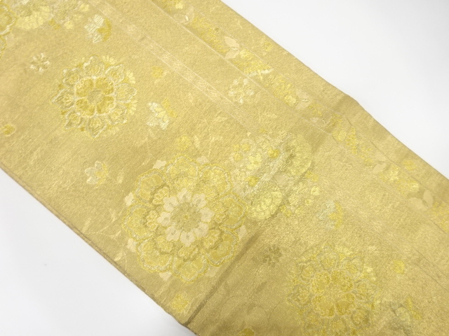 JAPANESE KIMONO / ANTIQUE FUKURO OBI / SILK / WOVEN FLOWER CREST